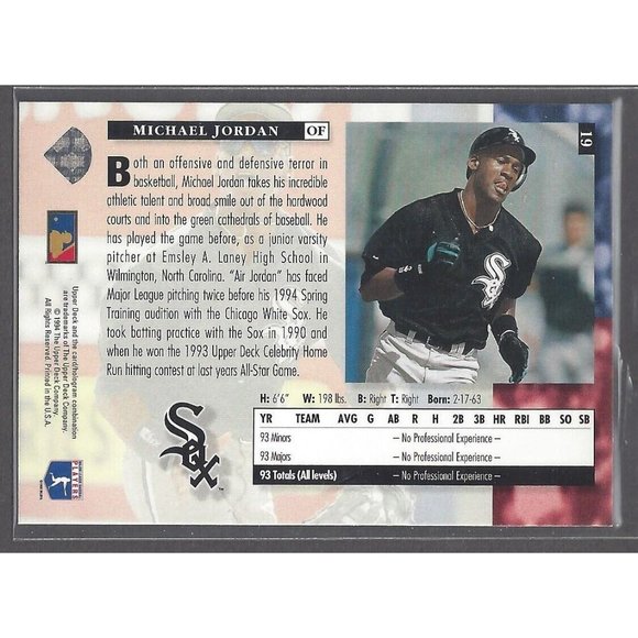 1994 Upper Deck Star Rookies MICHAEL JORDAN #19 - Picture 2 of 2